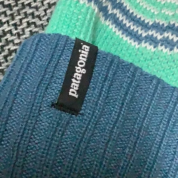 🔴 Patagonia kid’s powder town beanie ridge rise knit fresh teal - Picture 3 of 8